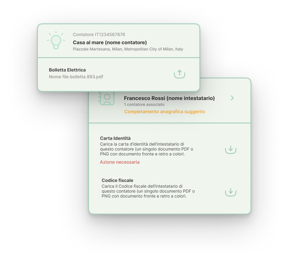 Document management interface showing contracts and documents